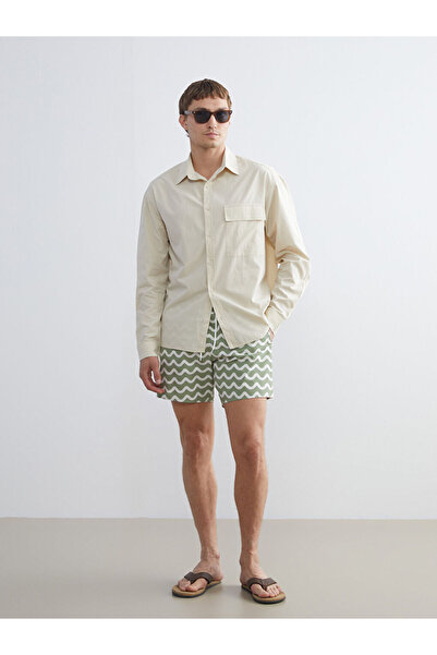 LC Waikiki Rmz Gi̇yi̇m Farkiyla Short Length Embroidered Men's Swim Shorts