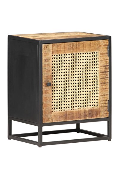 Concept Κομοδίνο, 40x30x50 εκ., ακατέργαστο ξύλο μάνγκο και φυσικό ζαχαροκάλαμο