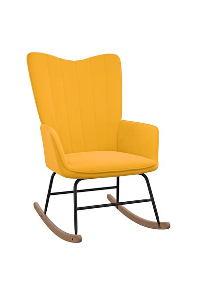 Concept Κουνιστή πολυθρόνα, μουσταρδί, Βελούδο