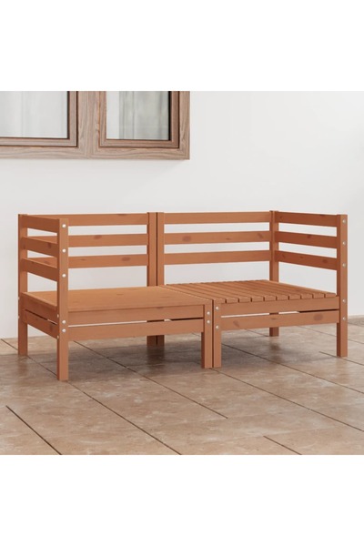 Concept Διθέσιος καναπές κήπου, μελί καφέ, μασίφ ξύλο πεύκου