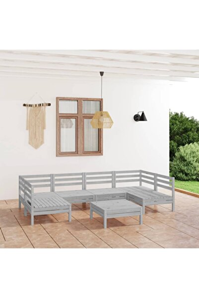 Concept Set mobilier de grădină, 7 piese, alb, lemn masiv de pin