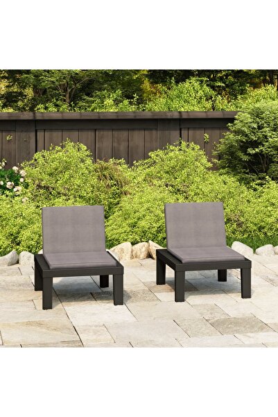 Concept Πολυθρόνες κήπου με μαξιλάρια, 2 τεμ., γκρι, πλαστικές