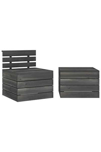 Concept Σετ επίπλων κήπου 2 τεμαχίων από παλέτες, σκούρο γκρι, ξύλο πεύκου