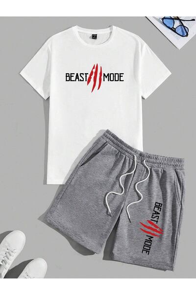 donamod Men's 2-Piece Oversize Basic Beast Fashion Printed Cotton Beast Mode ...