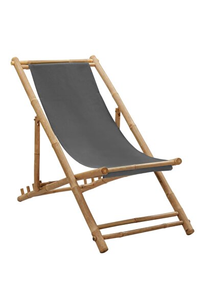 Concept Scaun pliabil, gri închis, bambus și pânză