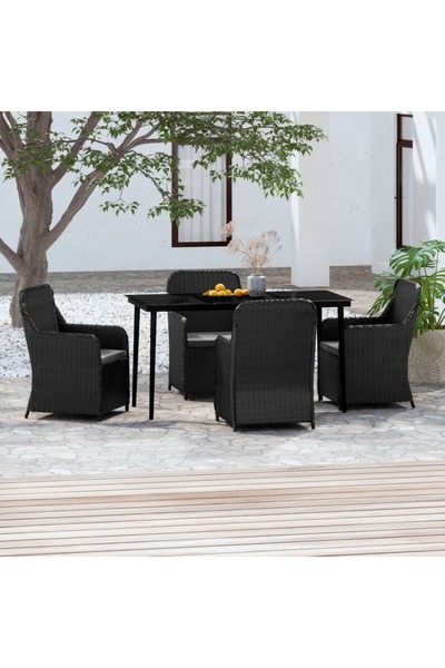 Concept Σετ επίπλων κήπου με μαξιλάρια, 5 τεμάχια, μαύρο
