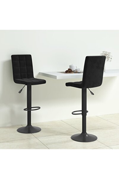 Concept Scaune de bar, 2 buc., negru, catifea