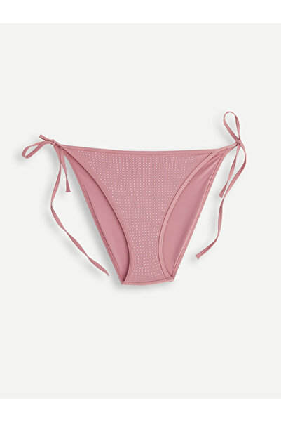 LC Waikiki Pink Side Tie-Detail Stone Embroidered Women's Bikini Bottom
