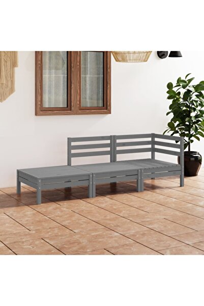 Concept Σετ επίπλων κήπου, 3 τεμάχια, γκρι, μασίφ ξύλο πεύκου