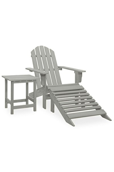 Concept Scaun de grădină Adirondack cu otoman & masă, gri, lemn brad