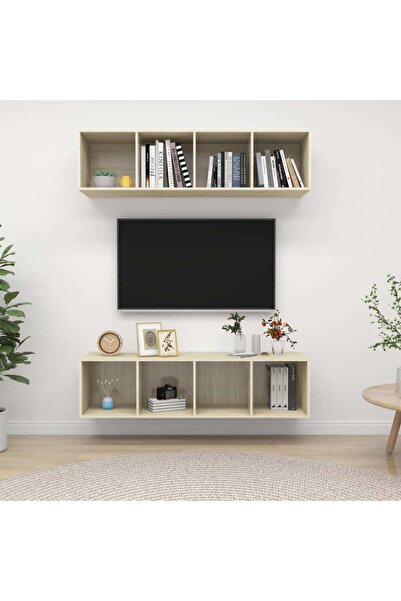 Concept Επιτοίχια ντουλάπια τηλεόρασης, 2 τεμ., δρυς sonoma, μοριοσανίδα