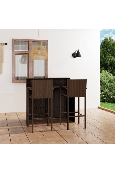 Concept Σετ επίπλων μπαρ κήπου, 3 τεμάχια, καφέ