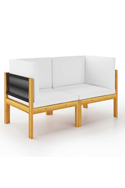 Concept Διθέσιο παγκάκι κήπου με μαξιλάρια, από μασίφ ξύλο ακακίας