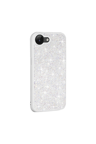 Alan Tech iPhone 17E Case Shiny Gemstone Design Sub Diamond Cover - White