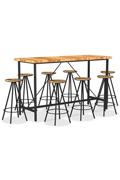 Concept Set de bar, 9 piese, lemn masiv de acacia și lemn reciclat