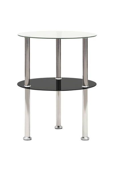 Concept Βοηθητικό τραπέζι 2 επιπέδων Διαφανές/μαύρο 38 cm από σκληρυμένο γυαλί