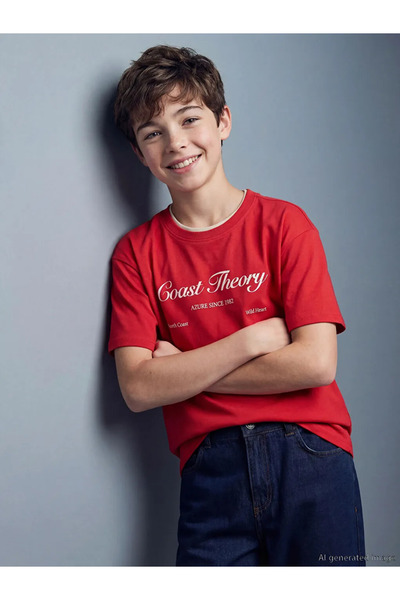 LC Waikiki Lcw Kids Red Printed Boy's T-Shirt