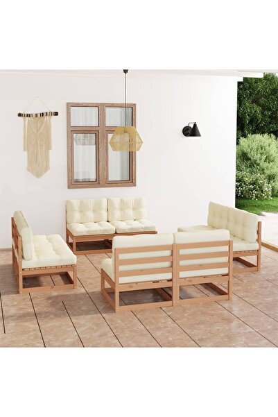 Concept Set mobilier de grădină cu perne, 8 piese, lemn masiv de pin