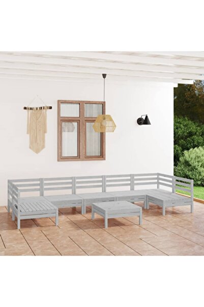 Concept Σετ επίπλων κήπου, 8 τεμάχια, λευκό, μασίφ ξύλο πεύκου