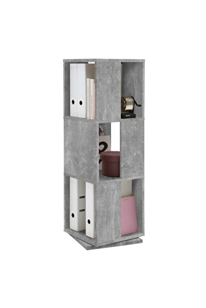 Fmd Ανοιχτή περιστρεφόμενη αρχειοθήκη, γκρι χρώματος τσιμέντου, 34x34x108 εκ.