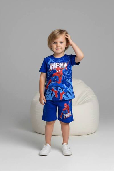Yağmur Giyim Pjkskt Ö.Adam Patterned Boy's Short Sleeve Set with Shorts 6608
