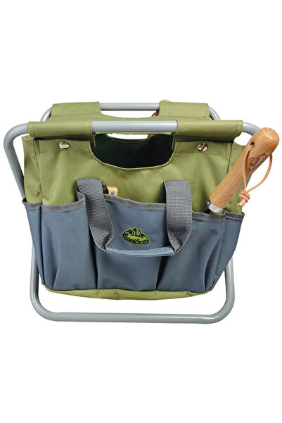 Esschert Design Τσάντα και καρέκλα εργαλείων κήπου, γκρι GT85