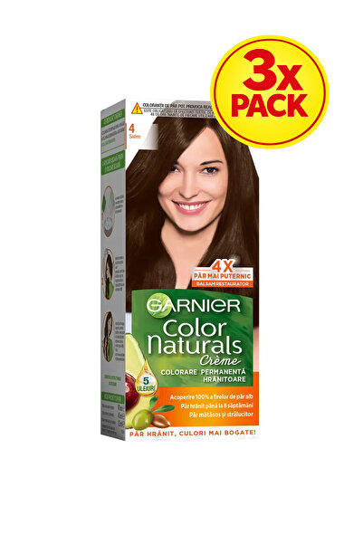 Garnier 3x PACK Vopsea de par permanenta, Color Naturals, 4 Saten, 110 ml