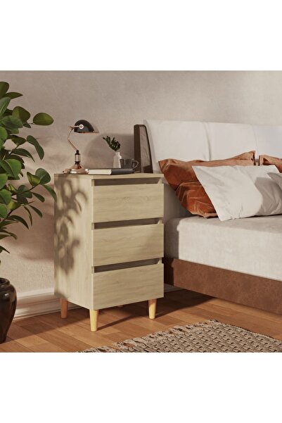 Concept Noptieră & picioare lemn masiv, stejar Sonoma, 40x35x69 cm