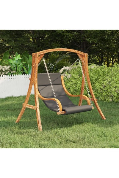 Concept Κουνιστή πολυθρόνα με Μαξιλάρι, καμπυλωτό μασίφ ξύλο με φινίρισμα teak