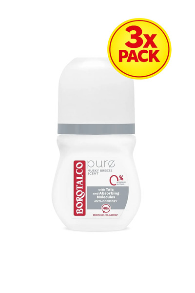 Borotalco 3x PACK Deodorant roll-on Pure 50ml