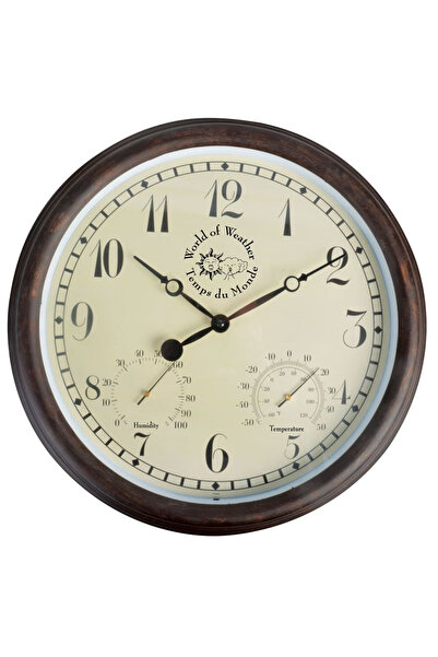 Esschert Design Ceas de gară cu termo-higrometru TF008, 30,5 cm