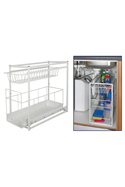 02Lady Fashion HI συρτάρι αποθήκευσης 2 επιπέδων, λευκό