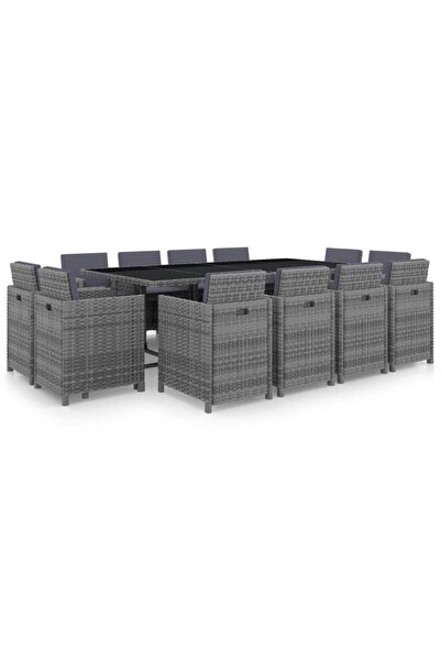 Concept Set mobilier de exterior cu perne 13 piese, antracit, poliratan