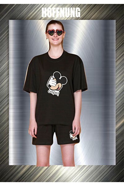 HOFFNUNG Unisex Casual Short Sleeve Set with Mouse Cartoons Print Outdoor Spr...