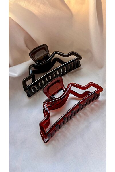 YOYYO 2-Pack Transparent Geometric Large Size Hair Clips - Modern Design Stro...