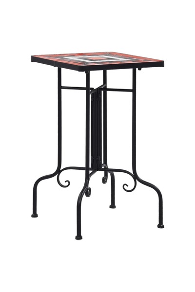 Concept Masă laterală cu mozaic, cărămiziu și alb, ceramică