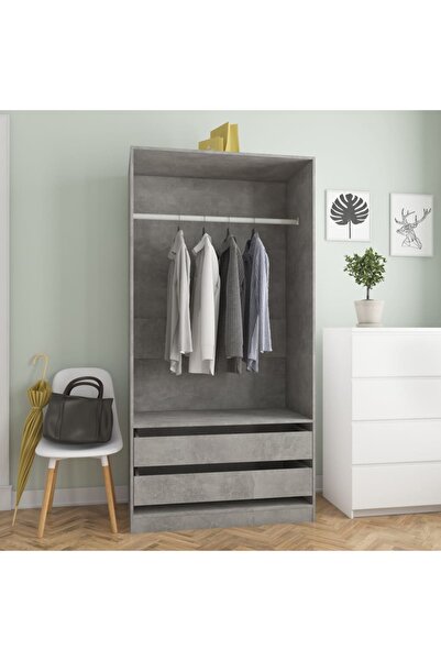 Concept Ντουλάπα, γκρι σκυροδέματος, 100x50x200 cm, μοριοσανίδα