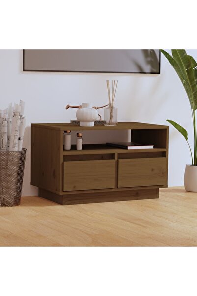 Concept Comodă TV, maro miere, 60x35x37 cm, lemn masiv de pin