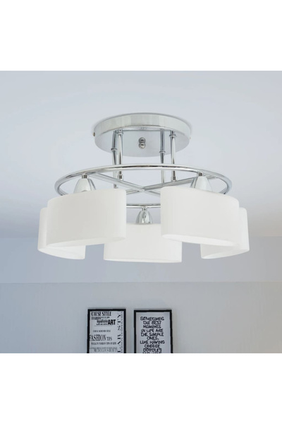 Concept Πολυέλαιος με ελλειψοειδή γυάλινα αμπαζούρ, 5 λαμπτήρες E14, 200 W