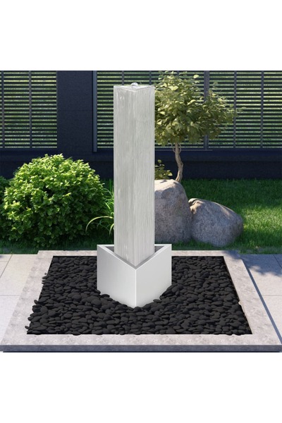 Concept Fântână de grădină, argintiu, 37,7x32,6x110 cm, oțel inoxidabil