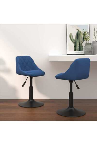 Concept Scaune de bucătărie pivotante, 2 buc., albastru, catifea