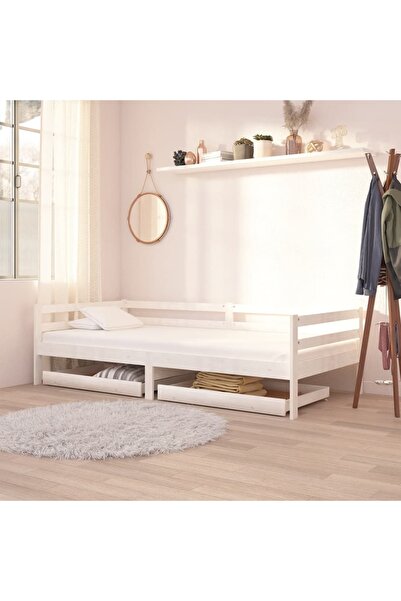 Concept Συρτάρια για ανάκλιντρο, 2 τεμ., λευκό, μασίφ ξύλο πεύκου