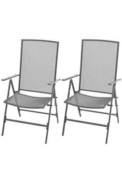 Concept Στοιβαζόμενες καρέκλες κήπου, 2 τεμ., γκρι, ατσάλι