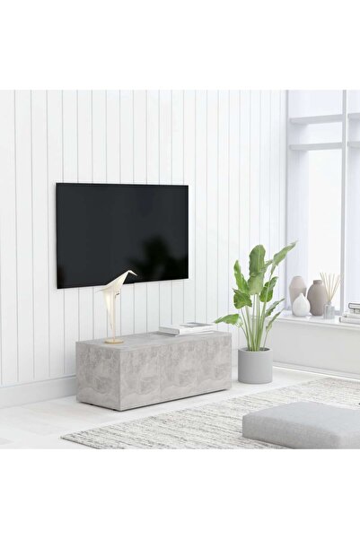 Concept Comodă TV, gri beton, 80 x 34 x 30 cm, PAL