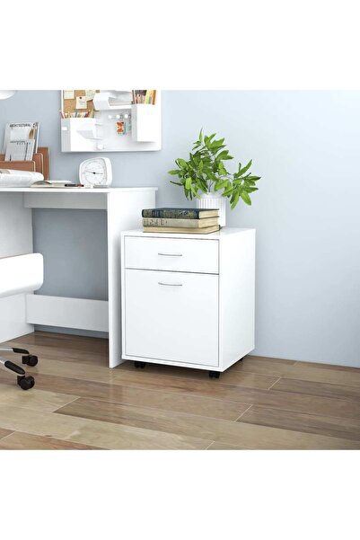 Concept Ντουλάπι με ρόδες, λευκό, 45x38x54 cm, μοριοσανίδα