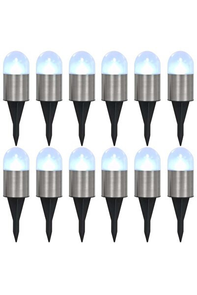 Concept Lămpi solare de sol, 12 buc., alb, becuri LED