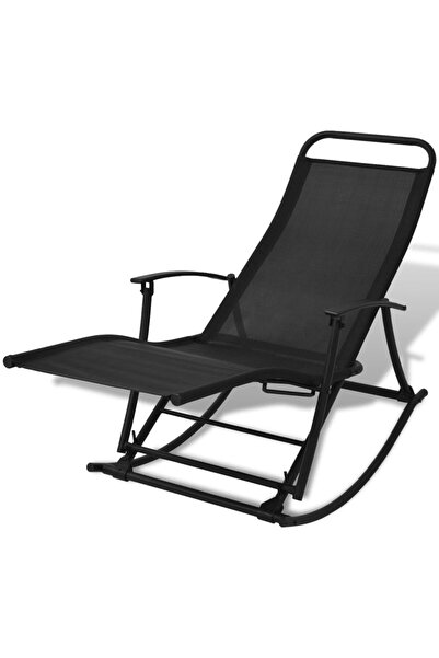 Concept Balansoar de grădină, negru, oțel și textilenă