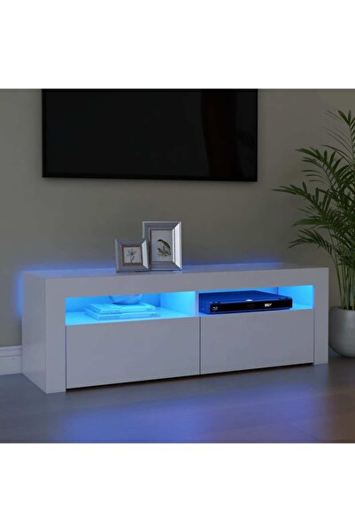 Concept Comodă TV cu lumini LED, alb, 120x35x40 cm