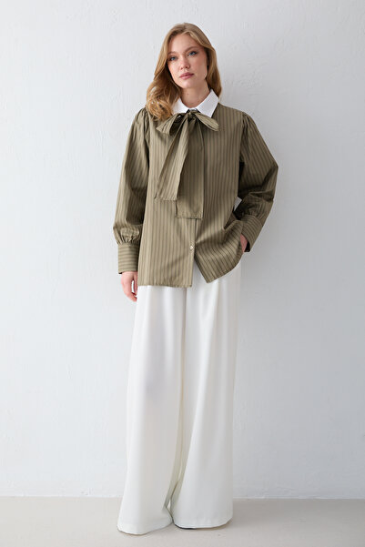 Melike Tatar Поплинена риза с шарени ленти 32-2759