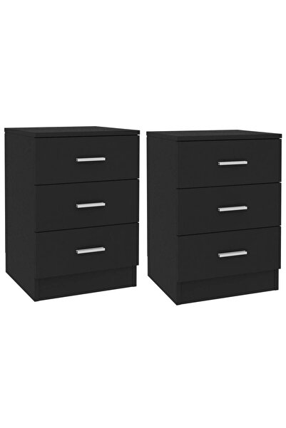 Concept Noptiere, 2 buc., negru, 38x35x56 cm, PAL